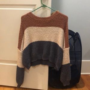 three stripe cropped sweater